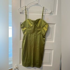 Forever 21 Green Satin Mini Dress